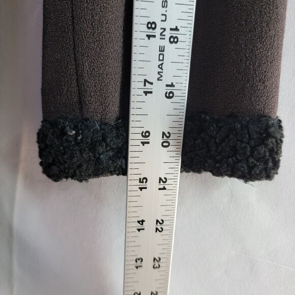 Vintage Chetta B Black100% Wool Coat Front Opening Hidden Button Fur Trim 6 - Picture 8 of 10